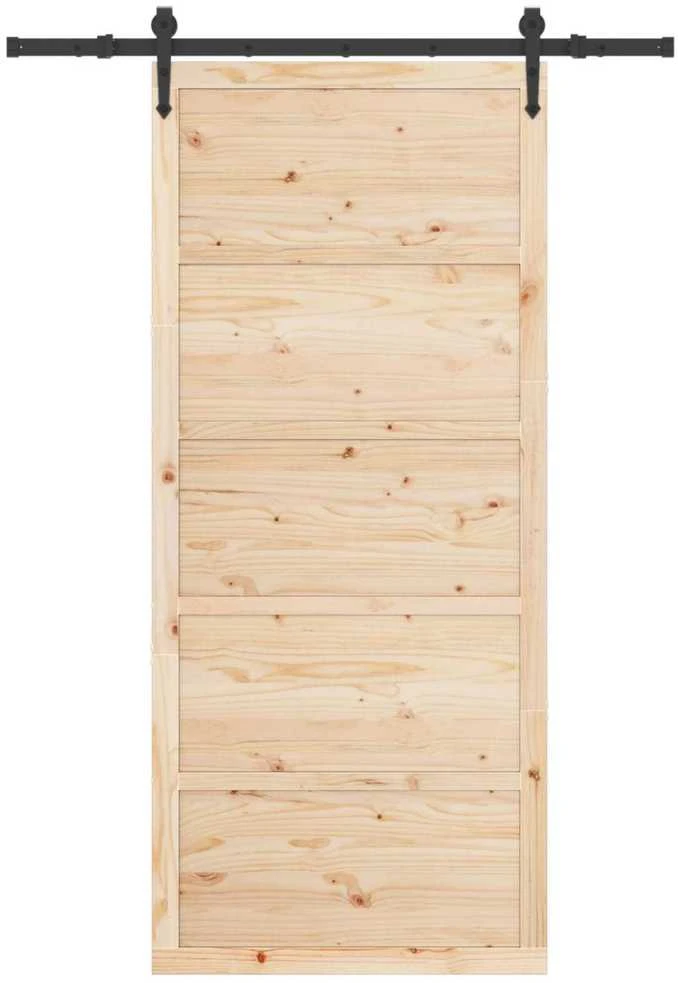 Slankios durys 80 x 208 cm Pušies medienos masyvas Natūrali