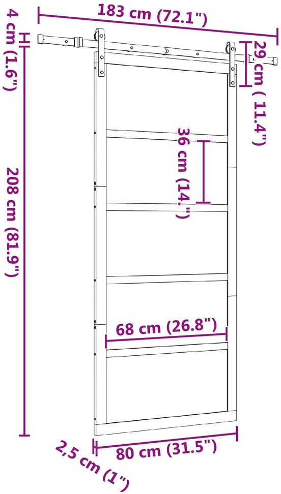 Slankios durys Natūrali 80 x 208 cm Pušies medienos masyvas