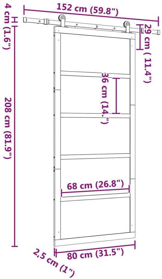 Slankios durys Natūrali 80 x 208 cm Pušies medienos masyvas