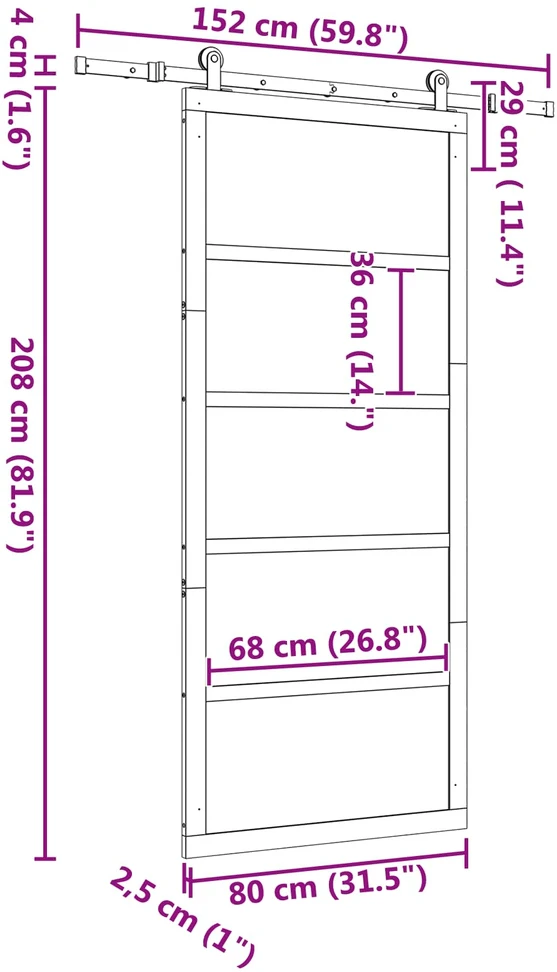 Slankios durys Natūrali 80 x 208 cm Pušies medienos masyvas