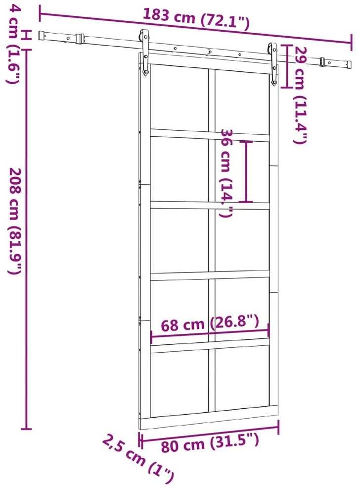 Slankios durys Natūrali 80 x 208 cm Pušies medienos masyvas