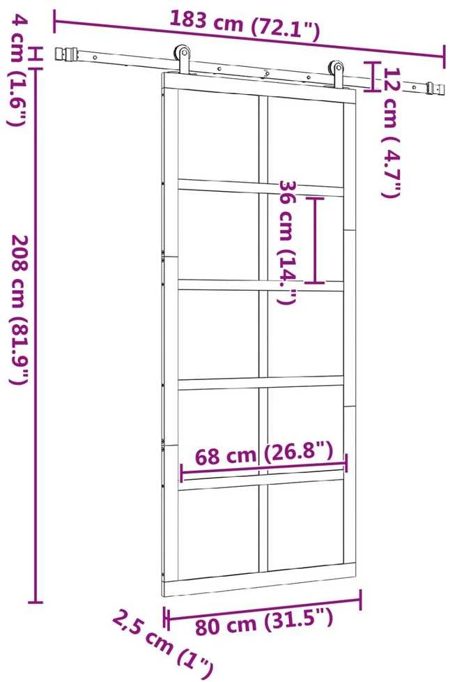 Slankios durys 80 x 208 cm Pušies medienos masyvas Natūrali