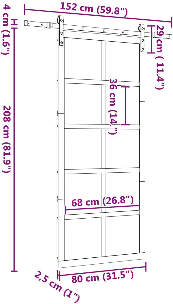 Slankios durys Natūrali 80 x 208 cm Pušies medienos masyvas