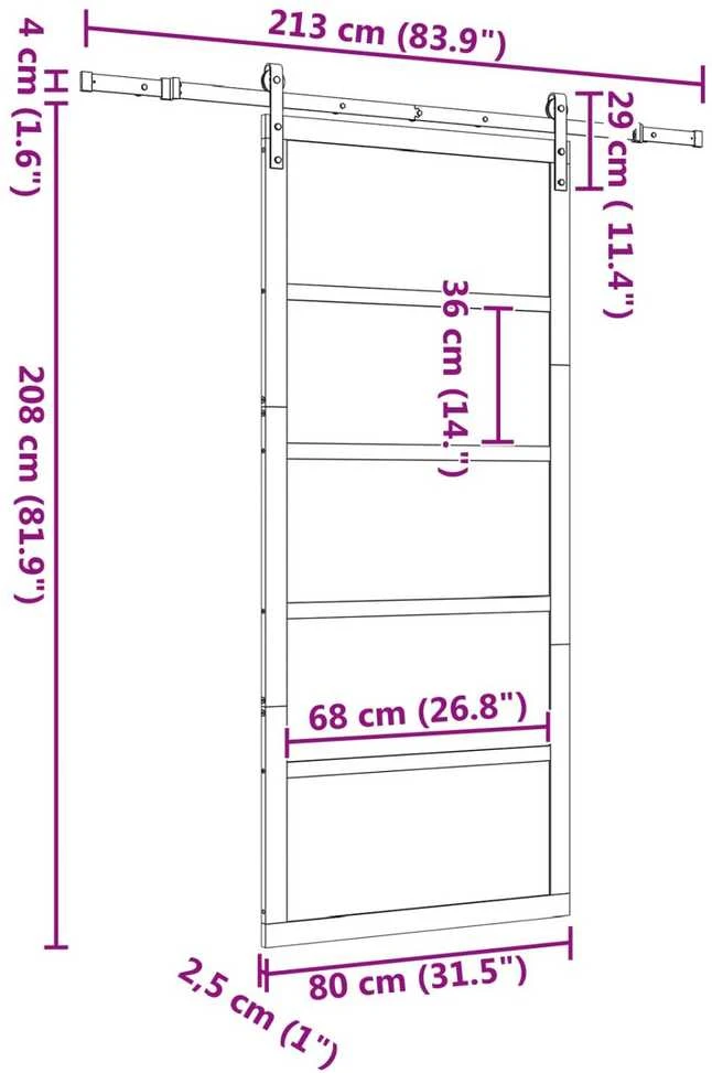 Slankios durys Natūrali 80 x 208 cm Pušies medienos masyvas