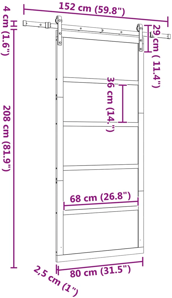 Slankios durys Natūrali 80 x 208 cm Pušies medienos masyvas