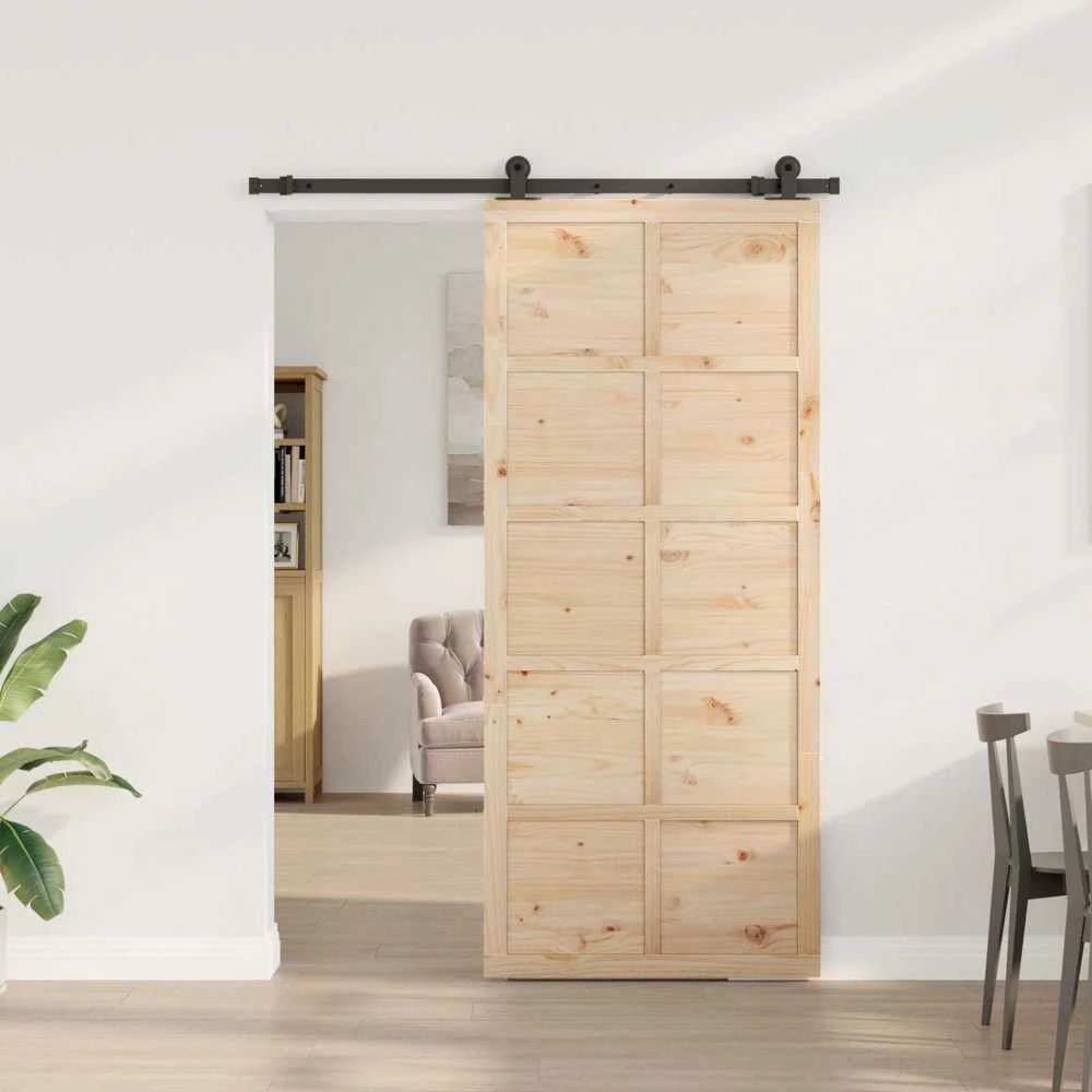 Slankios durys 80 x 208 cm Pušies medienos masyvas Natūrali