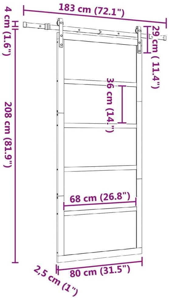 Slankios durys Natūrali 80 x 208 cm Pušies medienos masyvas