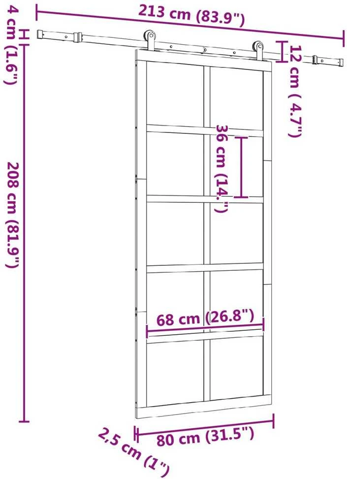 Slankios durys 80 x 208 cm Pušies medienos masyvas Natūrali