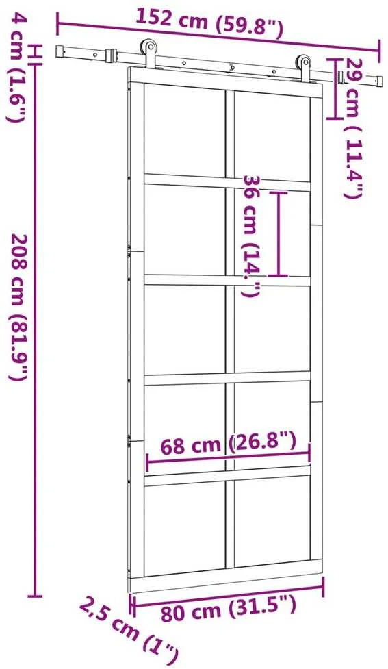 Slankios durys 80 x 208 cm Pušies medienos masyvas Natūrali