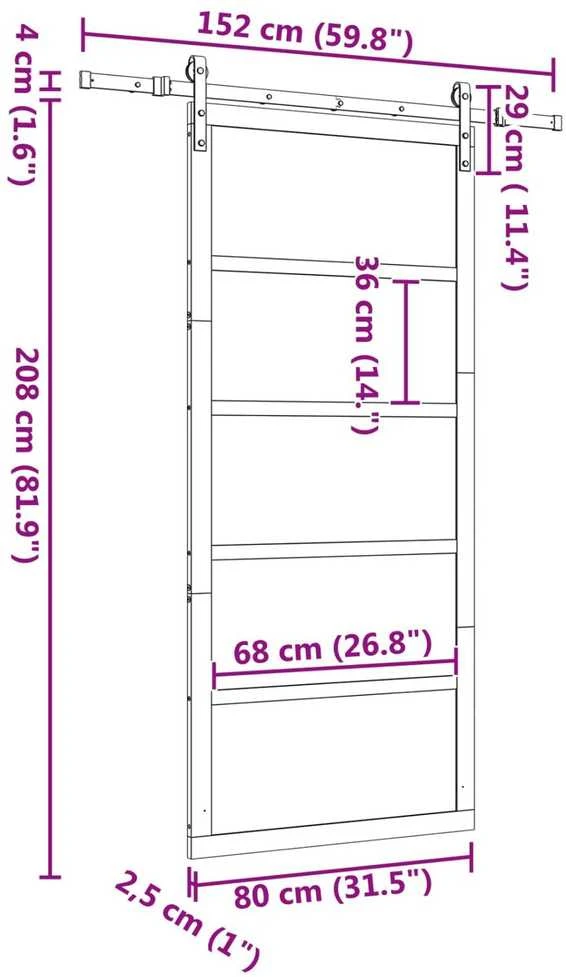 Slankios durys Natūrali 80 x 208 cm Pušies medienos masyvas