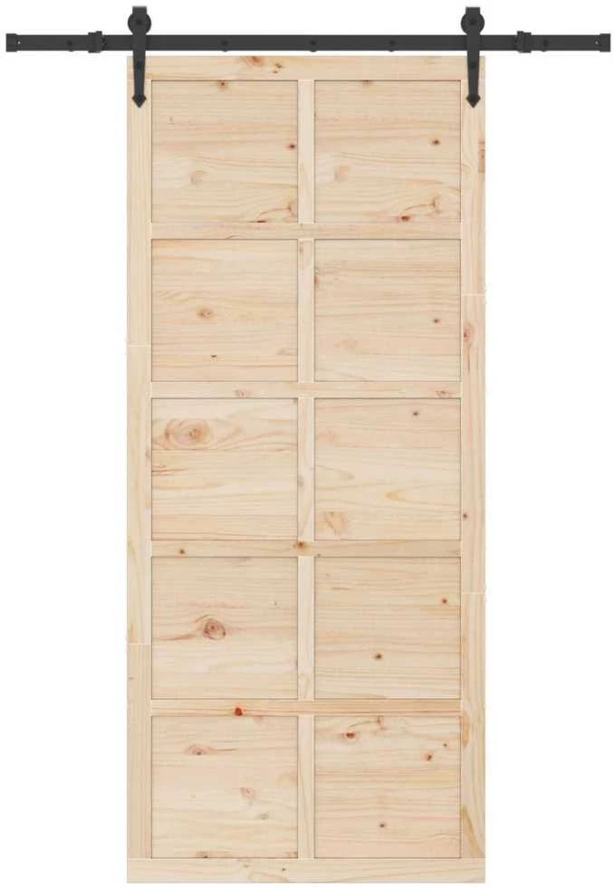 Slankios durys 80 x 208 cm Pušies medienos masyvas Natūrali