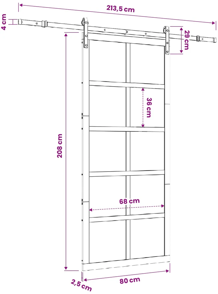 Slankios durys Natūrali 80 x 208 cm Pušies medienos masyvas