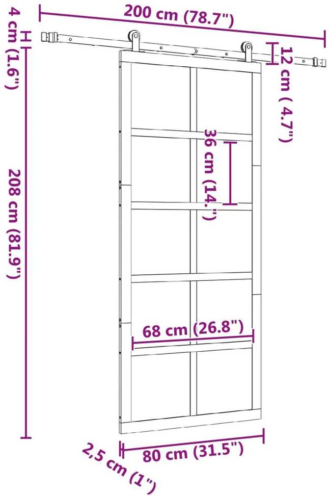 Slankios durys 80 x 208 cm Pušies medienos masyvas Natūrali