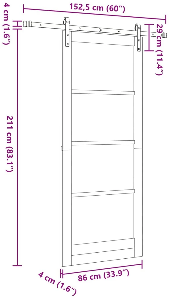 Slankios durys Natūrali 86 x 211 cm Pušies medienos masyvas