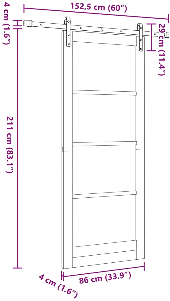 Slankios durys Natūrali 86 x 211 cm Pušies medienos masyvas