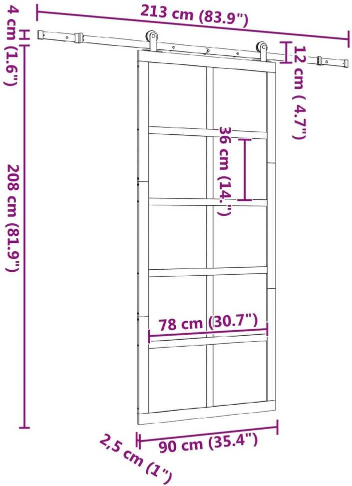 Slankios durys 90 x 208 cm Pušies medienos masyvas Natūrali