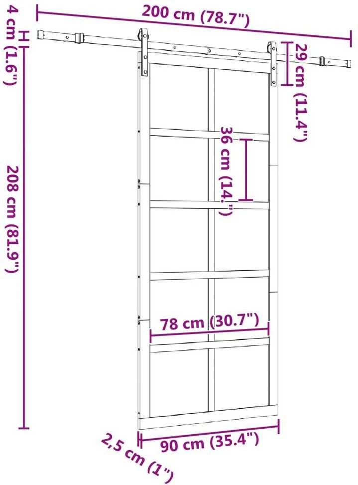 Slankios durys Natūrali 90 x 208 cm Pušies medienos masyvas