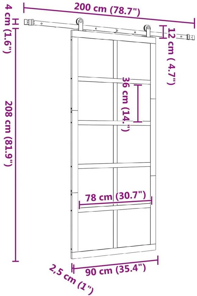 Slankios durys 90 x 208 cm Pušies medienos masyvas Natūrali