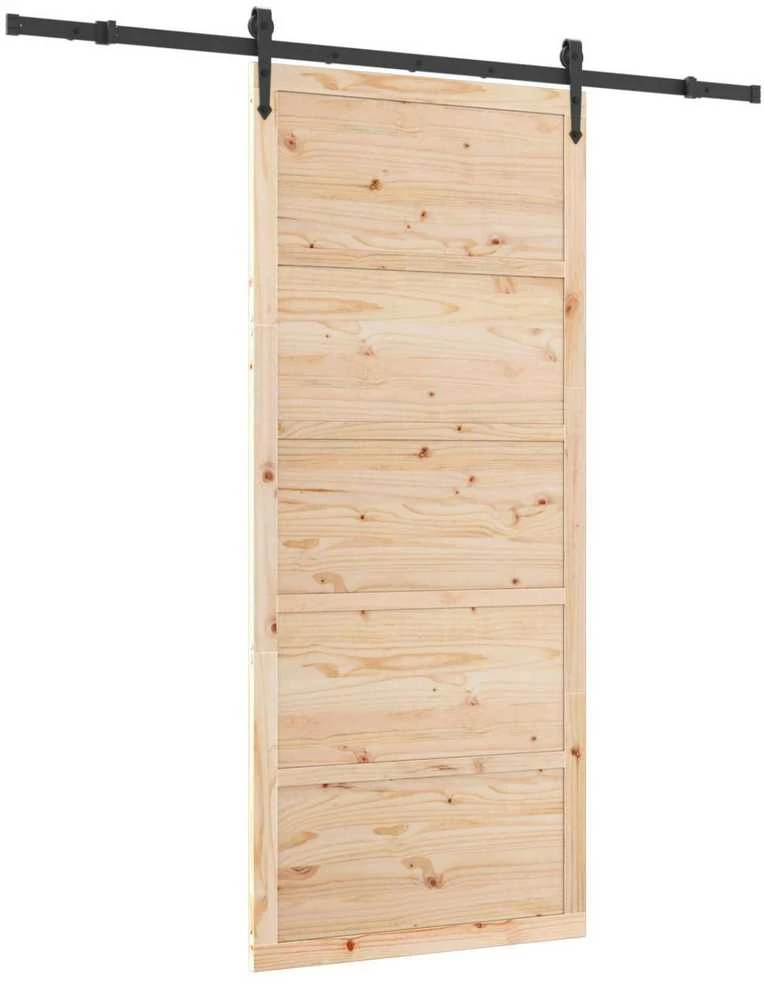 Slankios durys 90 x 208 cm Pušies medienos masyvas Natūrali