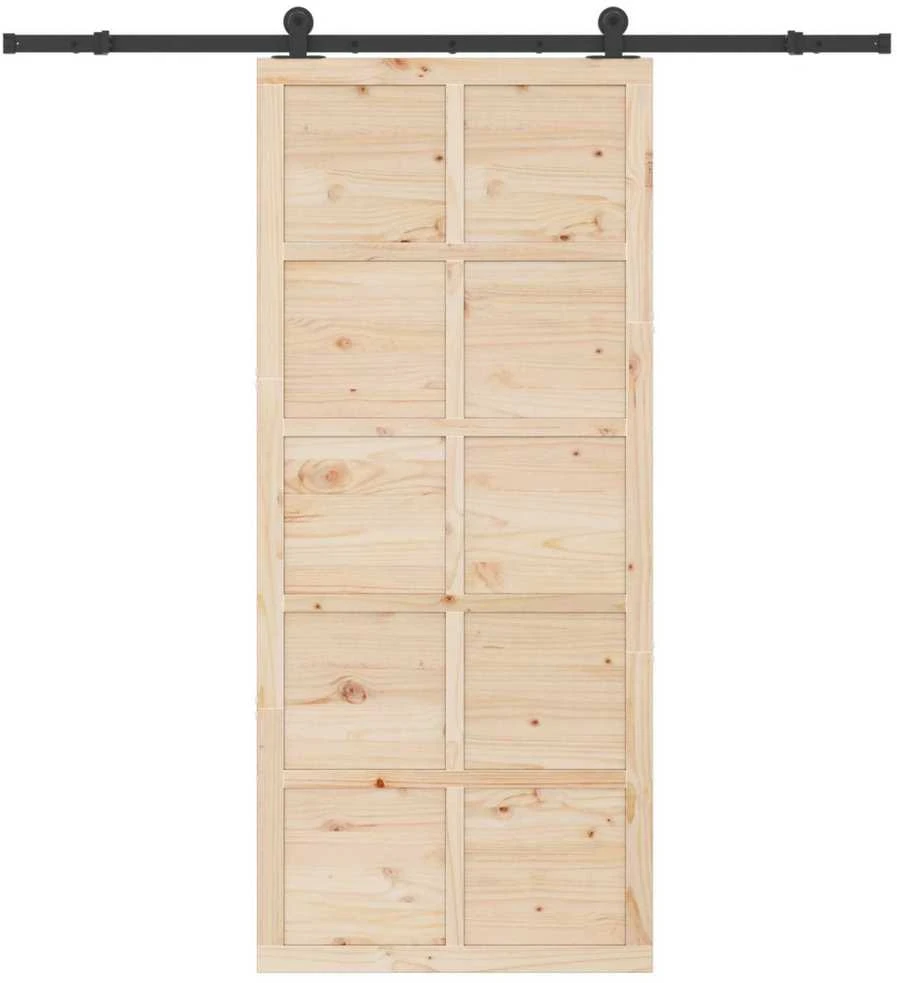 Slankios durys 90 x 208 cm Pušies medienos masyvas Natūrali