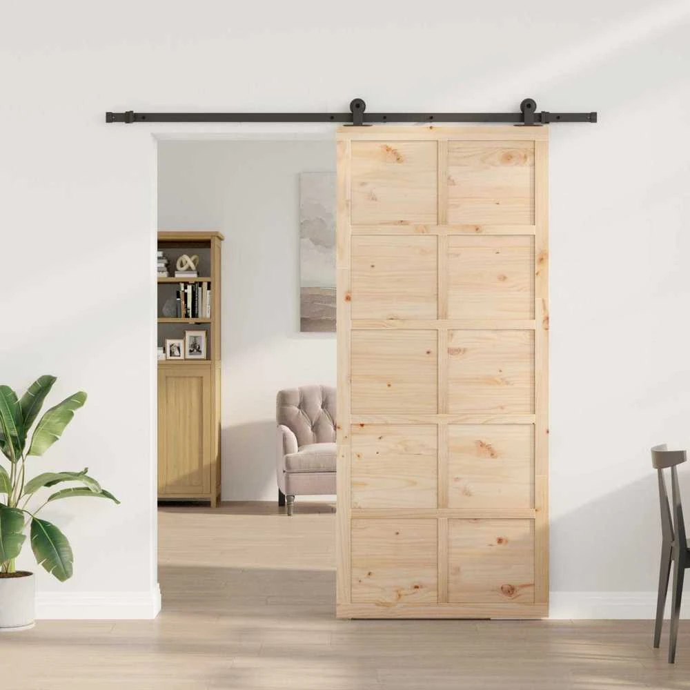 Slankios durys 90 x 208 cm Pušies medienos masyvas Natūrali