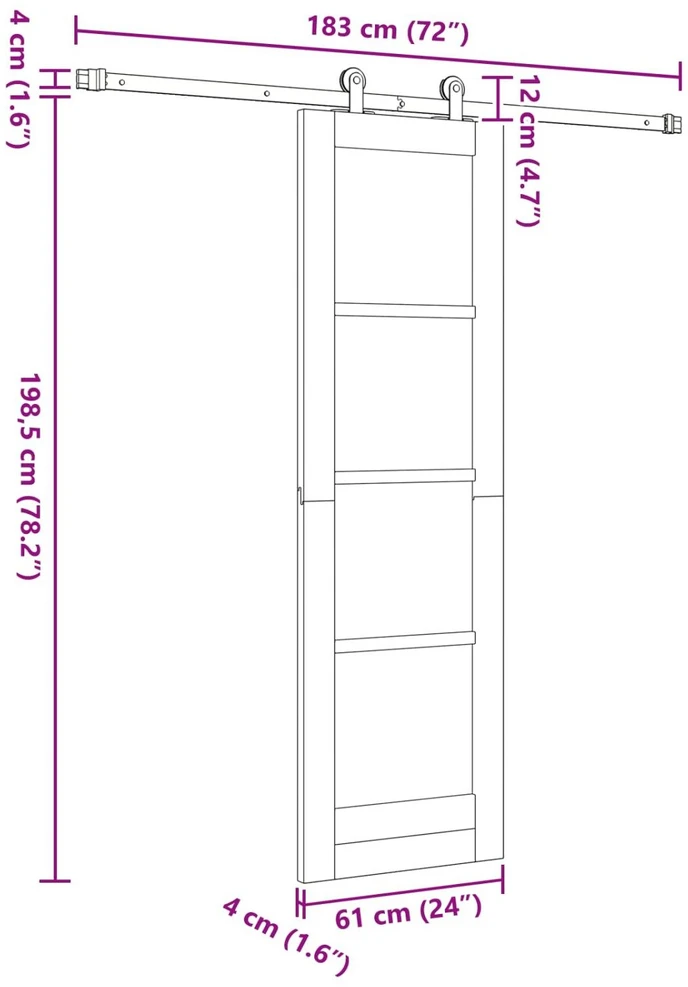 Slankios durys Natūrali ir Balta 61 x 198,5 cm