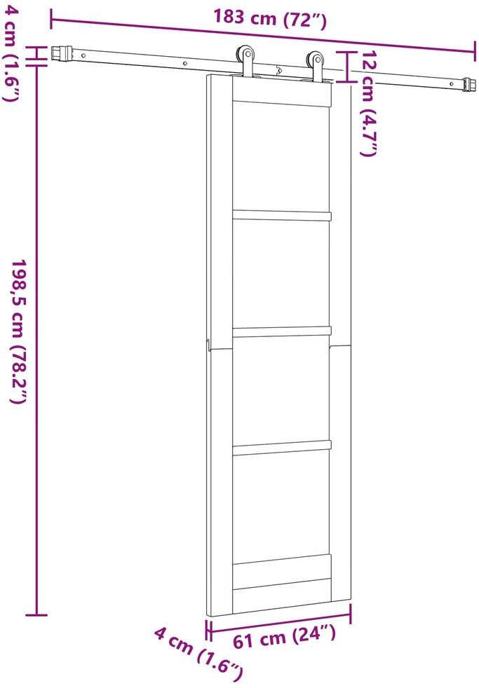 Slankios durys Natūrali ir Balta 61 x 198,5 cm