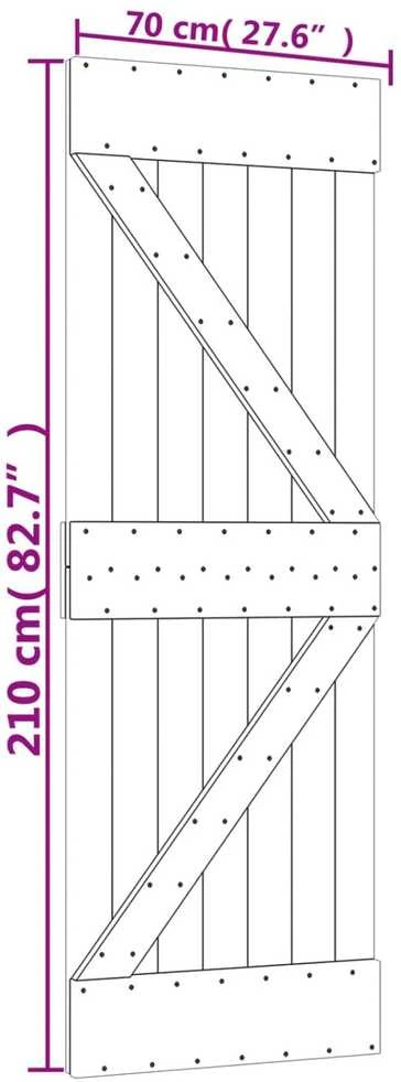 Slankios durys 70 x 210 cm Natūrali ir Balta