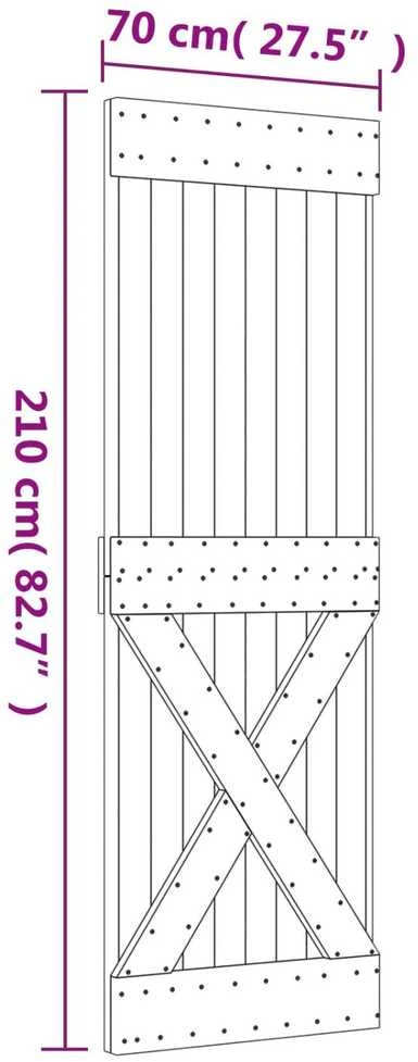 Slankios durys 70 x 210 cm Natūrali ir Balta