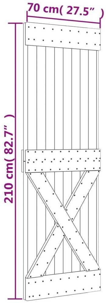 Slankios durys 70 x 210 cm Natūrali ir Balta