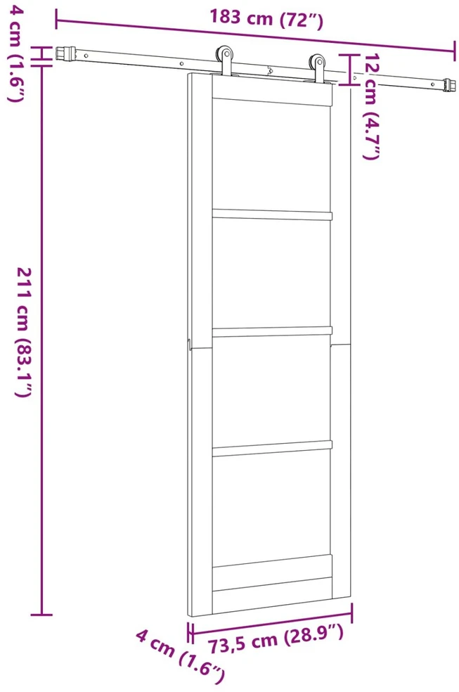 Slankios durys Natūrali ir Balta 73,5 x 211 cm