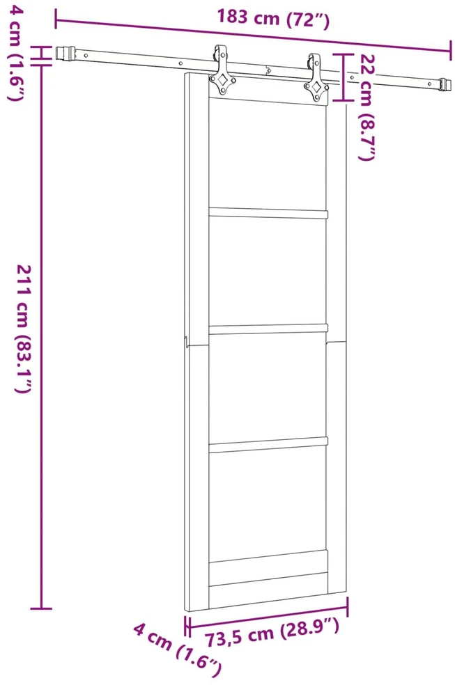 Slankios durys Natūrali ir Balta 73,5 x 211 cm