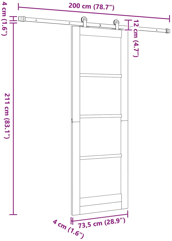Slankios durys Natūrali ir Balta 73,5 x 211 cm
