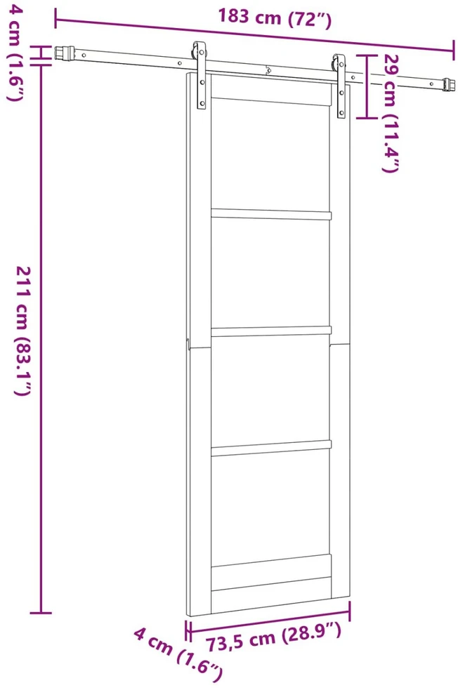 Slankios durys 73,5 x 211 cm Pušies medienos masyvas