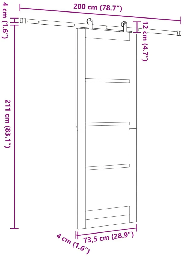 Slankios durys Natūrali ir Balta 73,5 x 211 cm