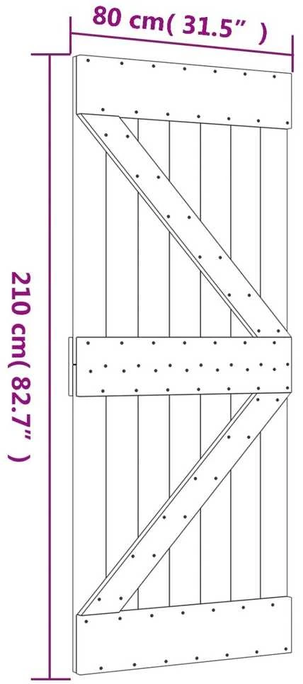 Slankios durys 80 x 210 cm Pušies medienos masyvas