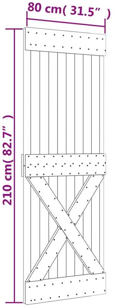 Slankios durys 80 x 210 cm Natūrali ir Balta