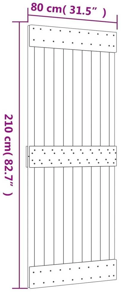 Slankios durys 80 x 210 cm Natūrali ir Balta