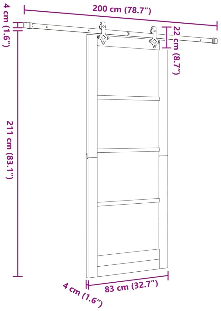 Slankios durys Natūrali ir Balta 83 x 232 cm
