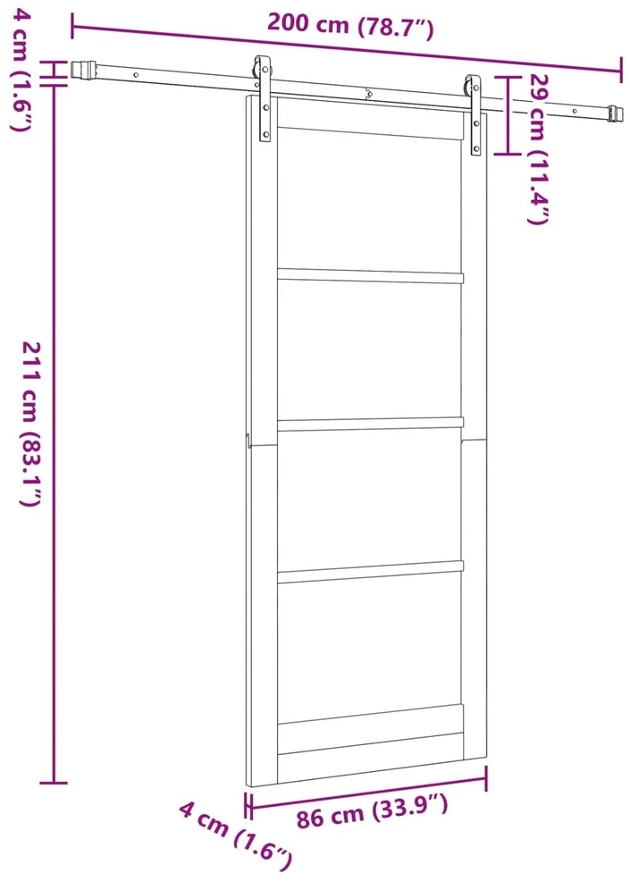 Slankios durys 86 x 211 cm Pušies medienos masyvas
