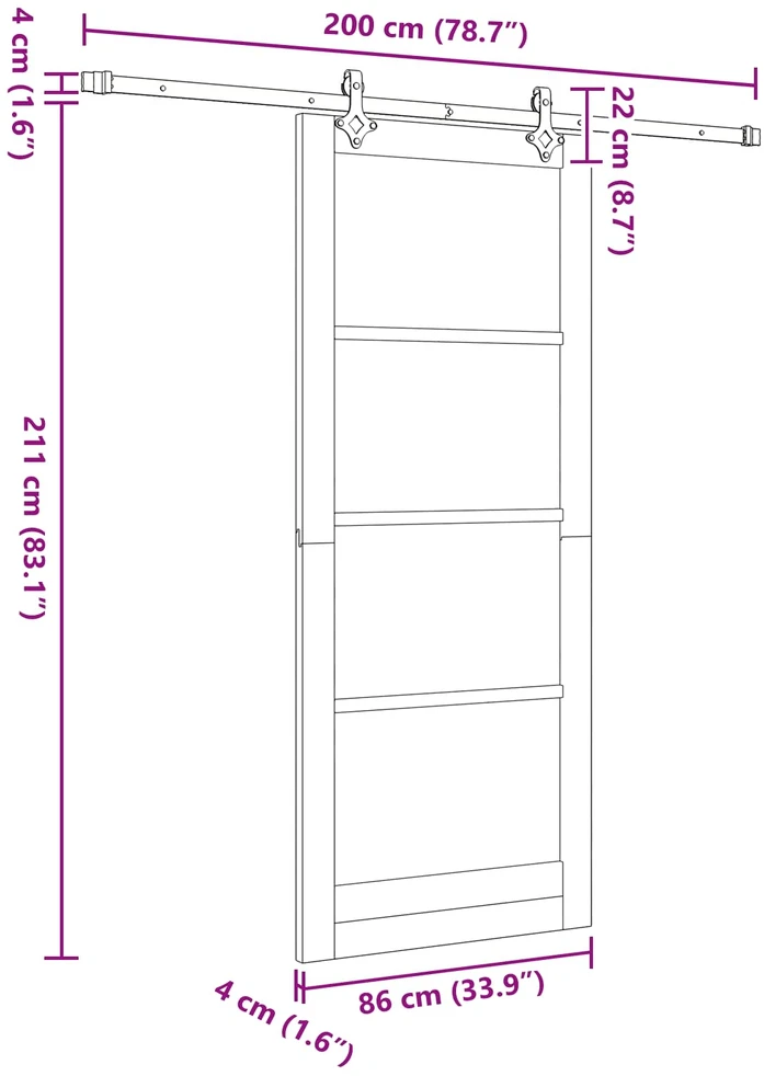 Slankios durys Natūrali ir Balta 86 x 211 cm