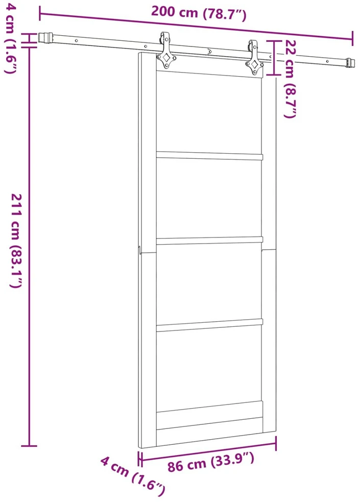 Slankios durys Natūrali ir Balta 86 x 211 cm