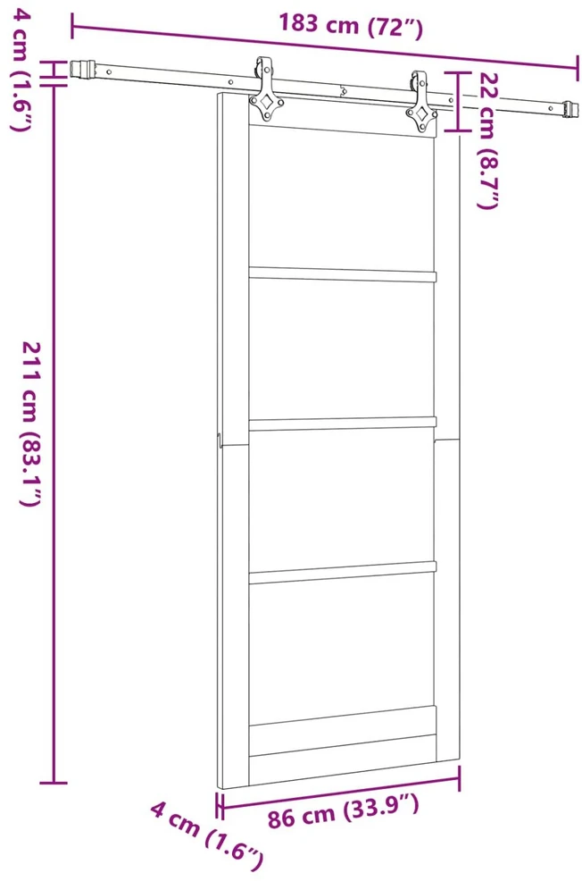 Slankios durys Natūrali ir Balta 86 x 211 cm