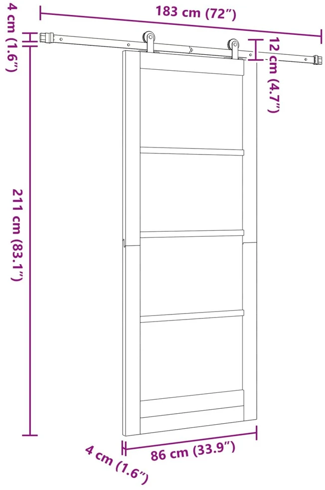 Slankios durys Natūrali ir Balta 86 x 211 cm