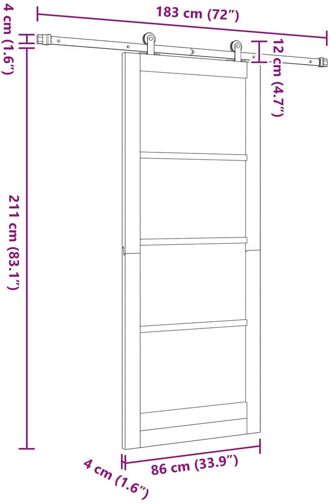 Slankios durys Natūrali ir Balta 86 x 211 cm
