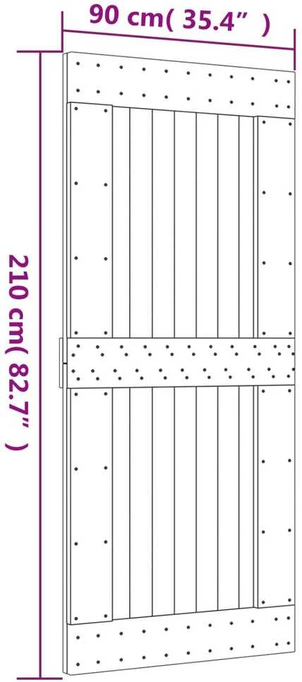 Slankios durys 90 x 210 cm Natūrali ir Balta