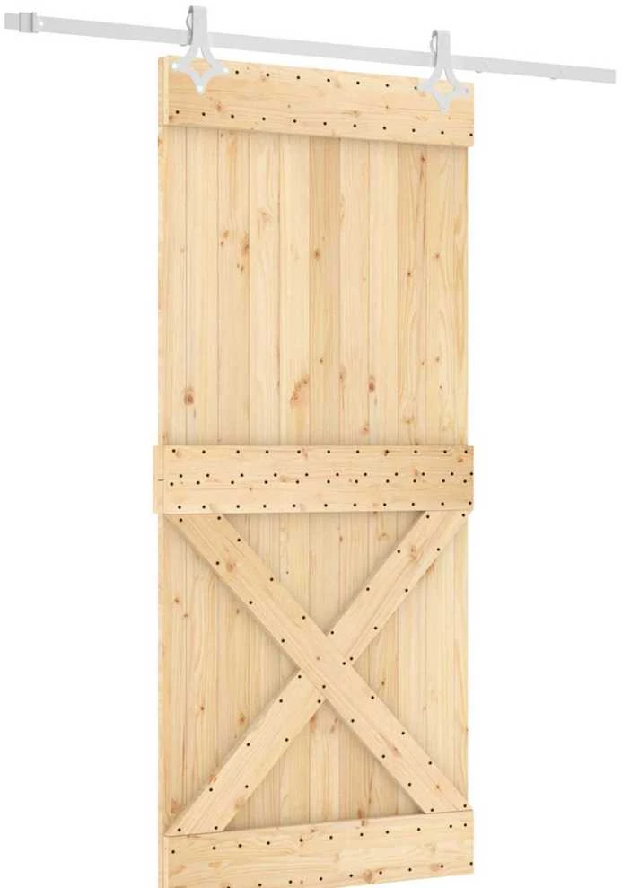 Slankios durys 90 x 210 cm Natūrali ir Balta