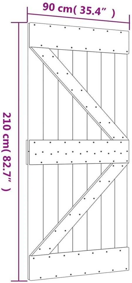 Slankios durys 90 x 210 cm Pušies medienos masyvas
