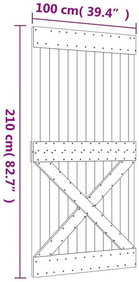 Slankios durys 100 x 210 cm Natūrali ir juoda