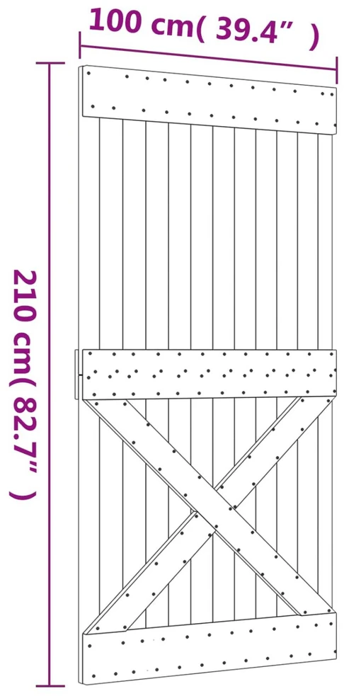 Slankios durys Natūrali ir juoda 100 x 210 cm